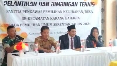 Panwaslu Kecamatan Karangbahagia Kabupaten Bekasi Melantik dan Melakukan Bimtek ke 8 Orang Peserta PKD 