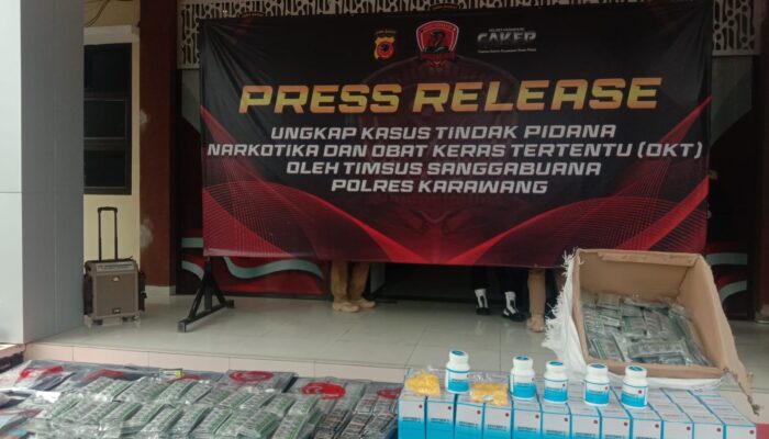 Breaking News !! Polres Karawang Ungkap Kasus Obat-obatan Jenis G Narkotika, Sejumlah Barbuk Dihadirkan