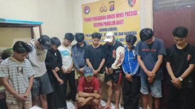 12 remaja di Tangerang, yang diamankan Polsek Tigaraksa. (Foto: istimewah)
