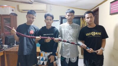7 remaja yang diamankan Polsek Merak Polres Cilegon Polda Banten. (Foto: istimewah)