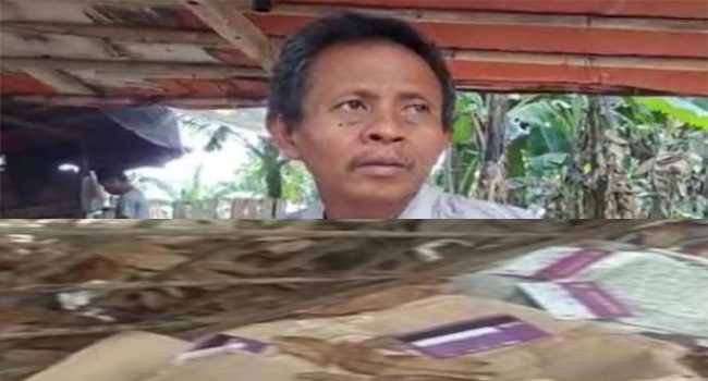 Udin, pemilik pengepul rongsokan yang mengaku membeli ribuan KIP dari dua orang tidak dikenal yang saat ini sedang diburu oleh unit reskrim Polres Lebak Polda Banten. (Foto: Sumber istimewah)