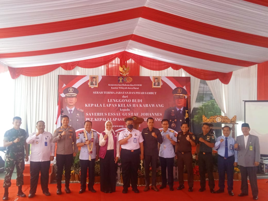 Lapas Kelas IIA Karawang dan lepas sambut dari Kalapas lama Lenggono Budi kepada Savertus Essau Gustav Yohanes,