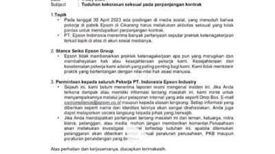 surat edaran PT EPSON Indonesia