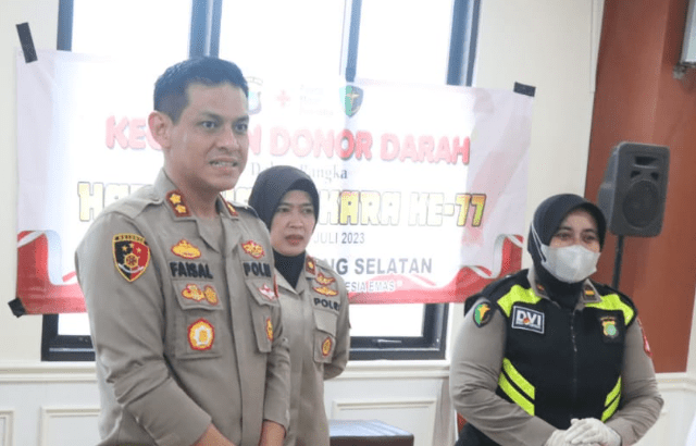Polres Tangerang Selatan (Tangsel), menyelenggarakan berbagai kegiatan sosial salah satunya adalah kegiatan donor darah. (Foto: Fathar)