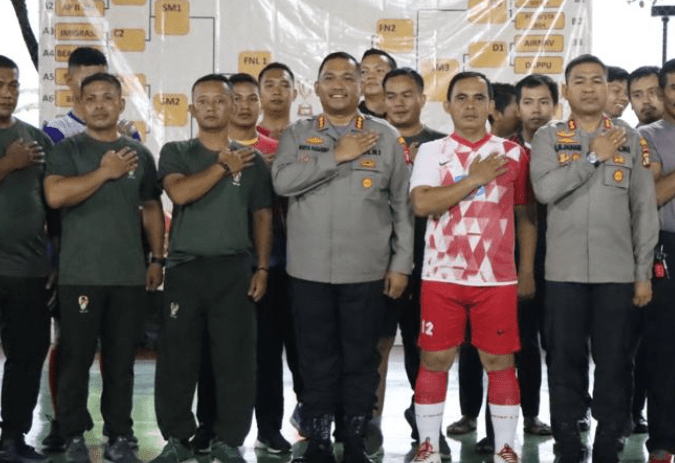 Polresta bandara soekarno hatta (Soetta) menggelar turnamen olahraga bakti kesehatan. (Foto: Fathar)