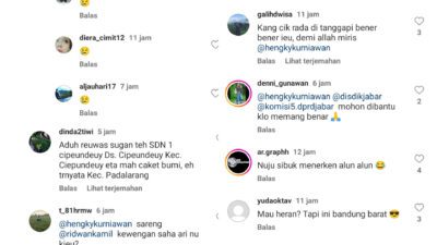 Komentar netizen sindir Gubernur Jabar, Ridwan Kamil dan Bupati Bandung Barat Hengky Kurniawan (foto: @infobdgbaratcimahi)