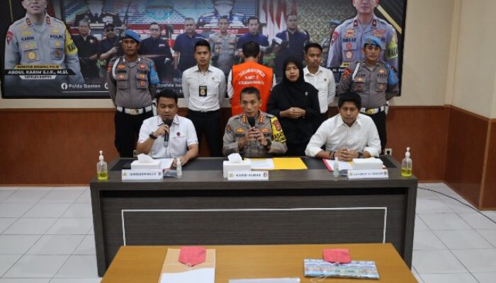 Polda Banten Gelar Press Conference Tipikor Pembangunan Jalan Akses Pelabuhan Warna Sari Tahap 2