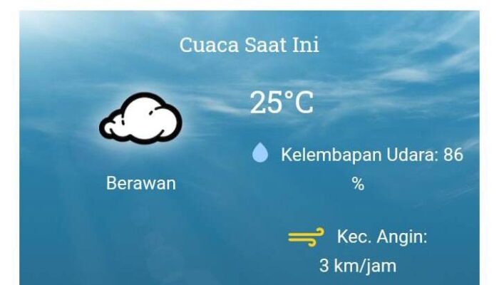 Prakiraan Cuaca BMKG Hari Ini, Hujan Ringan Lebat Petir dan Angin Kencang di Sebagian Besar Wilayah Ibu Kota Provinsi