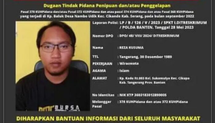 Gadaikan BPKB Mobil Konsumen ke Bank, Pemilik Showroom di Cikupa Tangerang Banten Masuk DPO Polda Banten