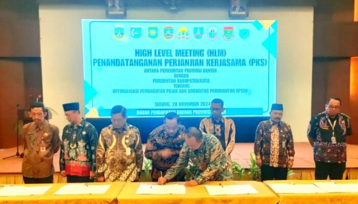 Optimalkan Pendapatan Daerah, Pemprov Banten dan Kota Cilegon Tandatangani PKS Pajak Kendaraan