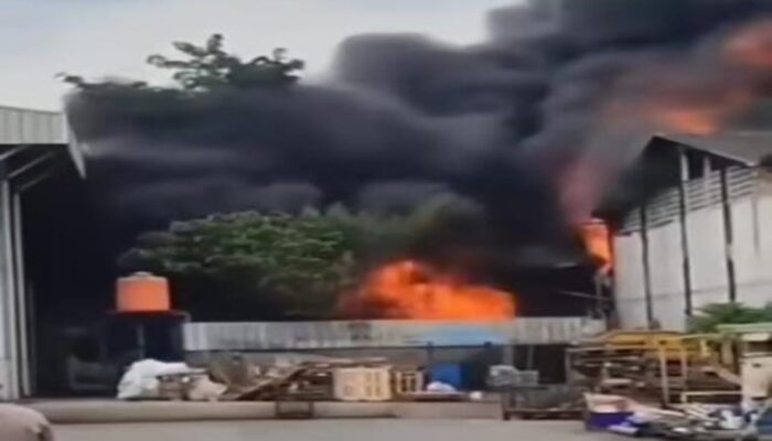 Pabrik Pembuat Bahan Kimia PT Global Persada Indonesia Dilalap Jago Merah, Petugas Damkar Kewalahan Lumpuhkan Kobaran Api