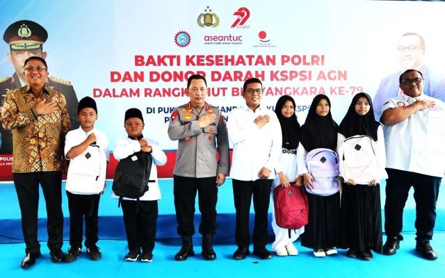 Rangkaian Hari Bhayangkara ke-79, Polri dan KSPSI Gelar Bakti Sosial di Tangerang Banten