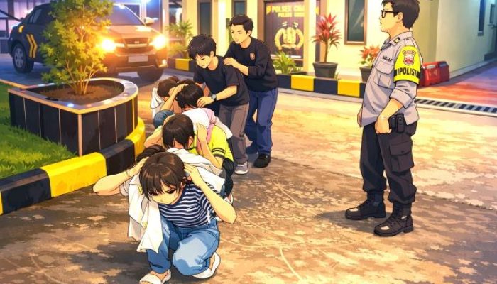 Polsek Cikande Serang Banten Gagalkan Tawuran, Amankan Tujuh Remaja Bawa Celurit Parang dan Pisau