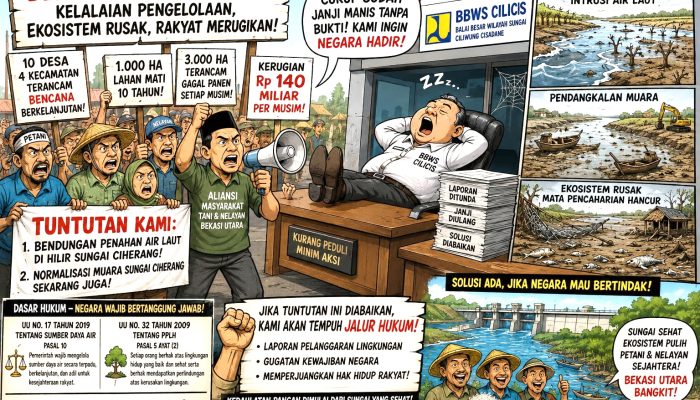 Petani Bekasi Utara Geruduk BBWS Cilicis, Tuntut Solusi Permanen Atas Krisis Intrusi Air Laut