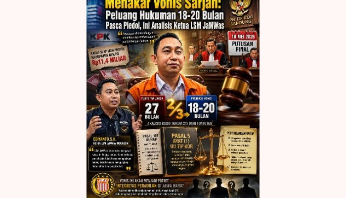 Menakar Vonis Sarjan: Peluang Hukuman 18–20 Bulan Pasca Pledoi, Ini Analisis Ketua LSM JaMWas