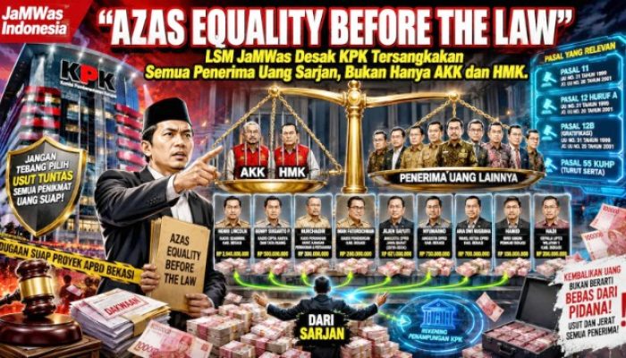 Kasus Suap Bekasi: LSM JaMWas Desak KPK Tersangkakan Semua Penerima Uang Sarjan, Bukan Hanya AKK dan HMK