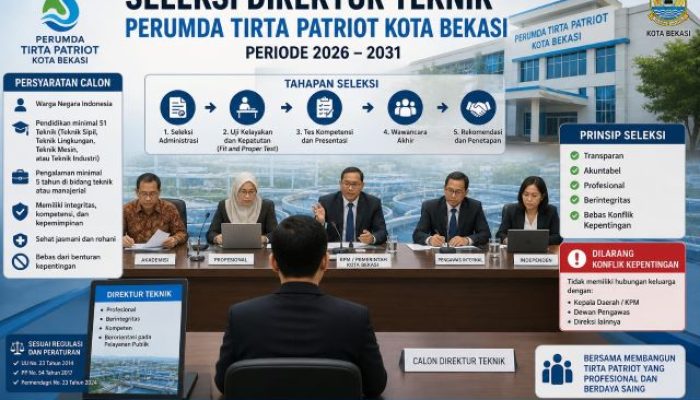 Rekrutmen Direktur Teknik Perumda Tirta Patriot 2026–2031 Disorot, Wali Kota Bekasi Diminta Jaga Transparansi dan Hindari Konflik Kepentingan