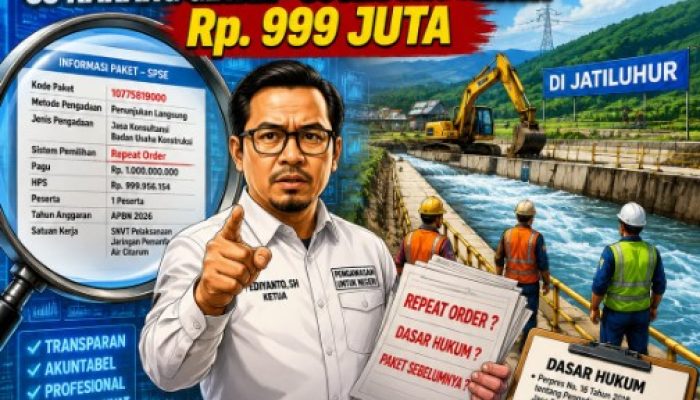JaMWas Indonesia Pertanyakan Dasar Repeat Order Paket Supervisi Rehabilitasi Irigasi SS Karang Getak–SS Kedung Ringin Senilai Rp999 Juta